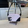 Chanel Calfskin Quilted Cambon Pochette Pink Black