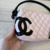Chanel Calfskin Quilted Cambon Pochette Pink Black