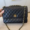 Chanel Matelasse Double Chain Shoulder Bag Lambskin Leather Black