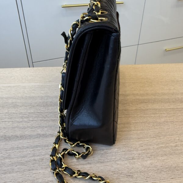 Chanel Matelasse Double Chain Shoulder Bag Lambskin Leather Black