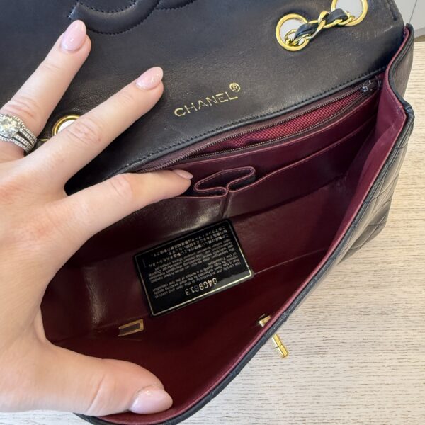 Chanel Matelasse Double Chain Shoulder Bag Lambskin Leather Black