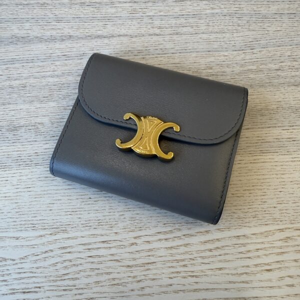 Celine Small Flap Wallet in Triomphe in Shiny Calfskin Pebble