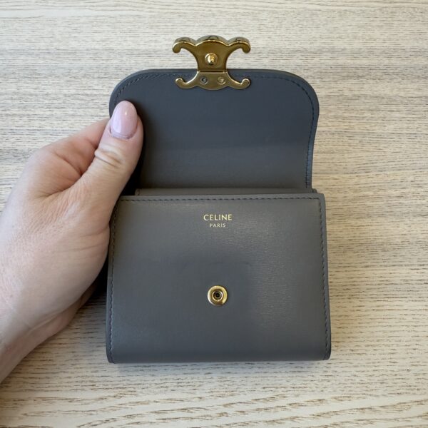 Celine Small Flap Wallet in Triomphe in Shiny Calfskin Pebble
