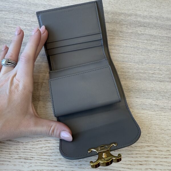 Celine Small Flap Wallet in Triomphe in Shiny Calfskin Pebble