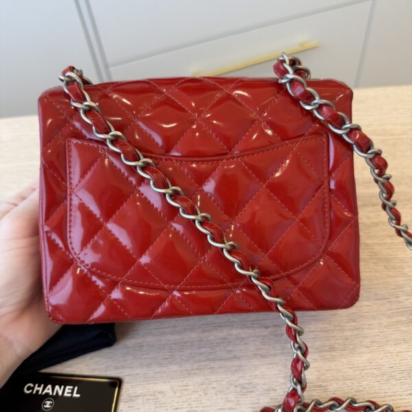 Chanel Red Patent Mini Flap Palladium hardware