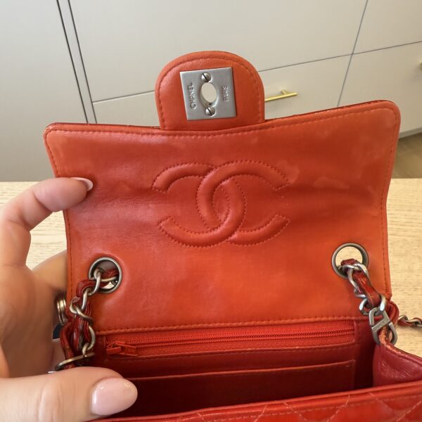 Chanel Red Patent Mini Flap Palladium hardware