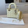 Christian Dior Lambskin Cannage Small Lady Dior Dark Pale Yellow Gold Hardware my ABC Strap
