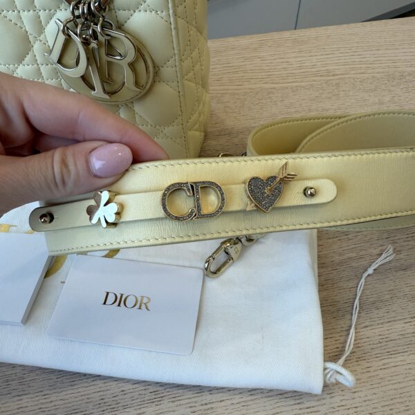 Christian Dior Lambskin Cannage Small Lady Dior Dark Pale Yellow Gold Hardware my ABC Strap