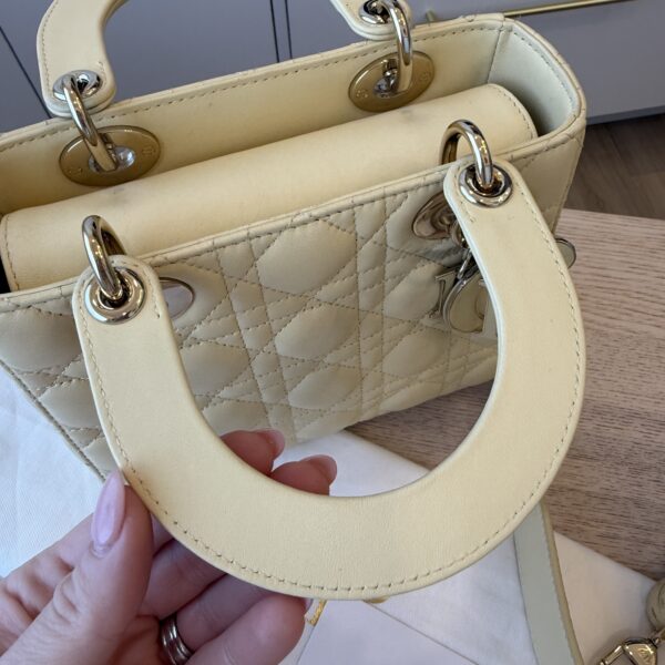 Christian Dior Lambskin Cannage Small Lady Dior Dark Pale Yellow Gold Hardware my ABC Strap