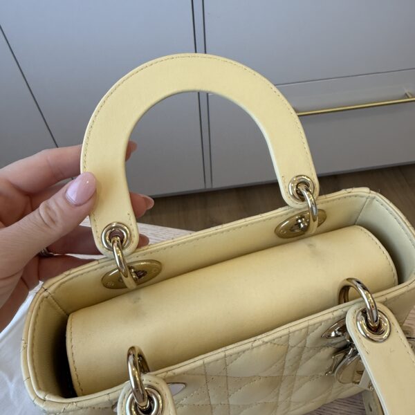 Christian Dior Lambskin Cannage Small Lady Dior Dark Pale Yellow Gold Hardware my ABC Strap