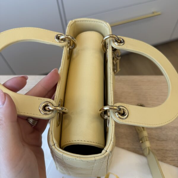 Christian Dior Lambskin Cannage Small Lady Dior Dark Pale Yellow Gold Hardware my ABC Strap