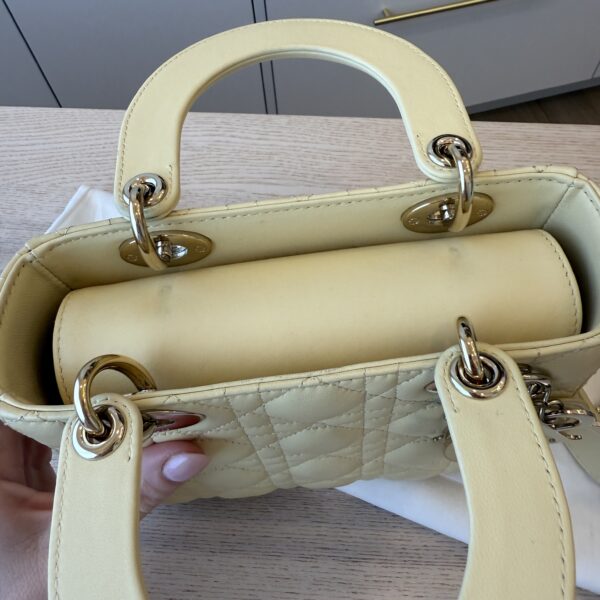 Christian Dior Lambskin Cannage Small Lady Dior Dark Pale Yellow Gold Hardware my ABC Strap