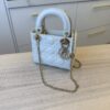 CHRISTIAN DIOR Lambskin Cannage Mini Lady Dior Latte