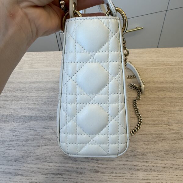 CHRISTIAN DIOR Lambskin Cannage Mini Lady Dior Latte