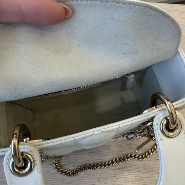 CHRISTIAN DIOR Lambskin Cannage Mini Lady Dior Latte