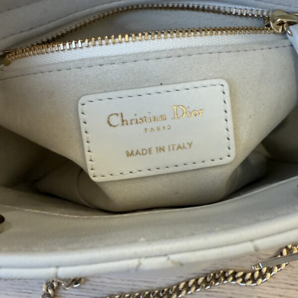 CHRISTIAN DIOR Lambskin Cannage Mini Lady Dior Latte