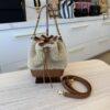 Saint Laurent (YSL) Shearling Calfskin Small Emmanuelle Bucket Bag Natural Beige Brick