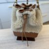 Saint Laurent (YSL) Shearling Calfskin Small Emmanuelle Bucket Bag Natural Beige Brick