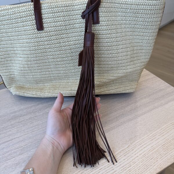 Saint Laurent (YSL) Shopper Tote Woven Raffia East West