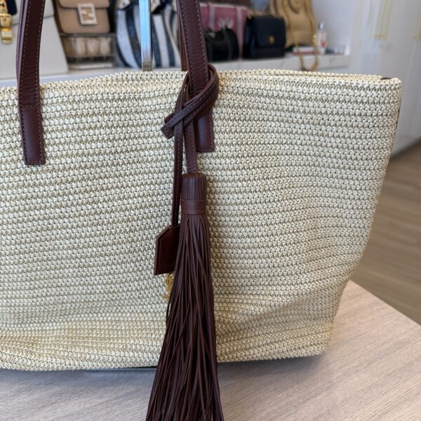 Saint Laurent (YSL) Shopper Tote Woven Raffia East West