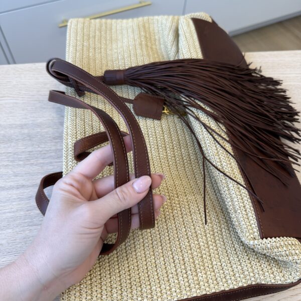 Saint Laurent (YSL) Shopper Tote Woven Raffia East West