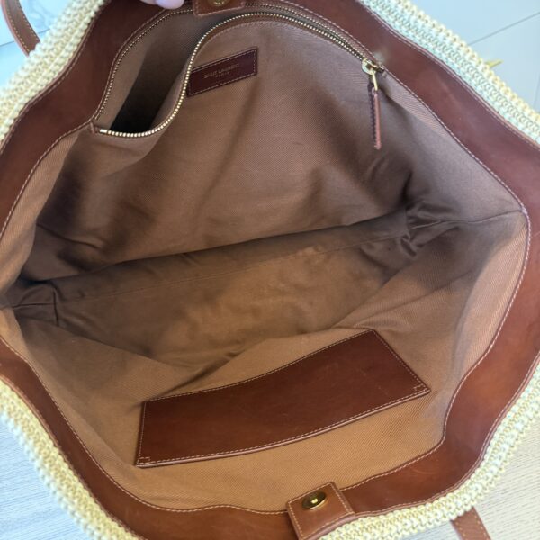 Saint Laurent (YSL) Shopper Tote Woven Raffia East West
