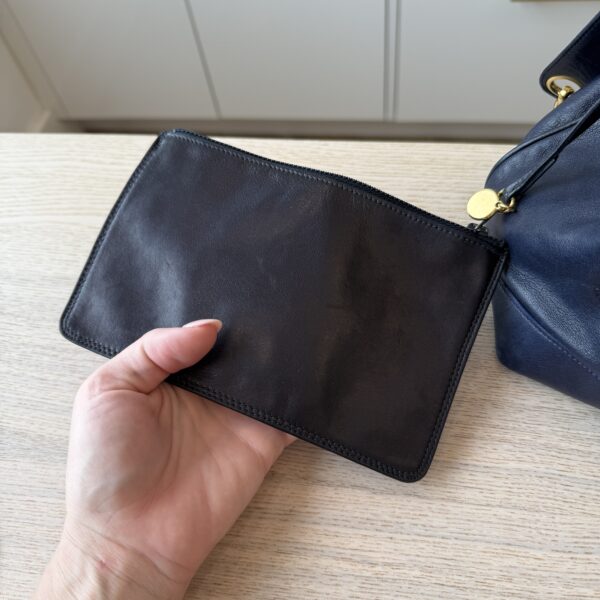 Chanel Navy Lambskin Leather Vintage CC Drawstring Bucket Bag