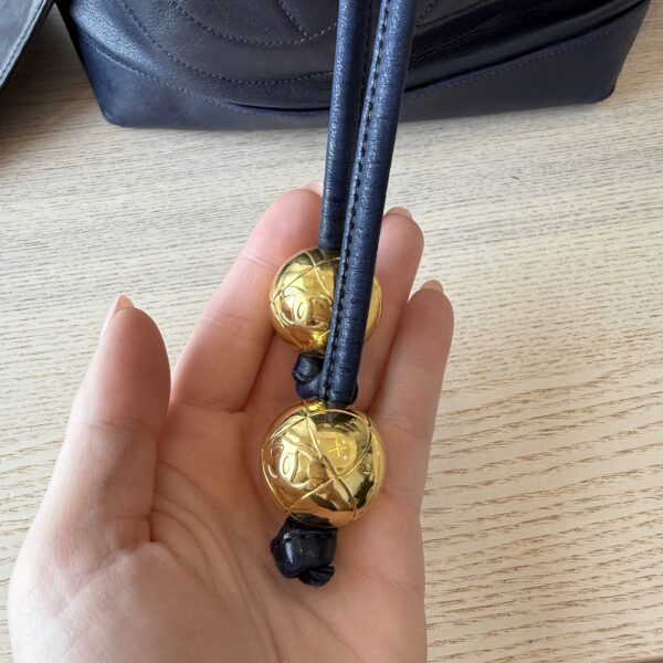 Chanel Navy Lambskin Leather Vintage CC Drawstring Bucket Bag