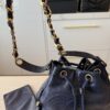Chanel Navy Lambskin Leather Vintage CC Drawstring Bucket Bag
