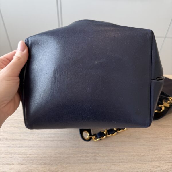 Chanel Navy Lambskin Leather Vintage CC Drawstring Bucket Bag