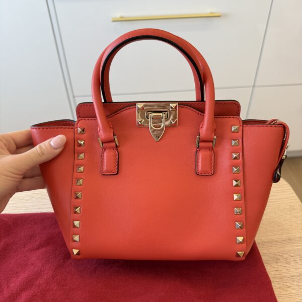 VALENTINO GARAVANI Vitello Mini Rockstud Double Handle Tote