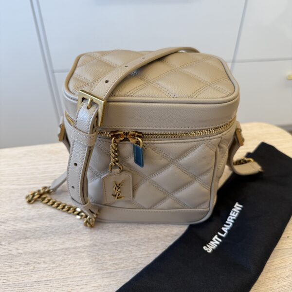 Saint Laurent Grain de Poudre Quilted 80's Vanity Bag Beige