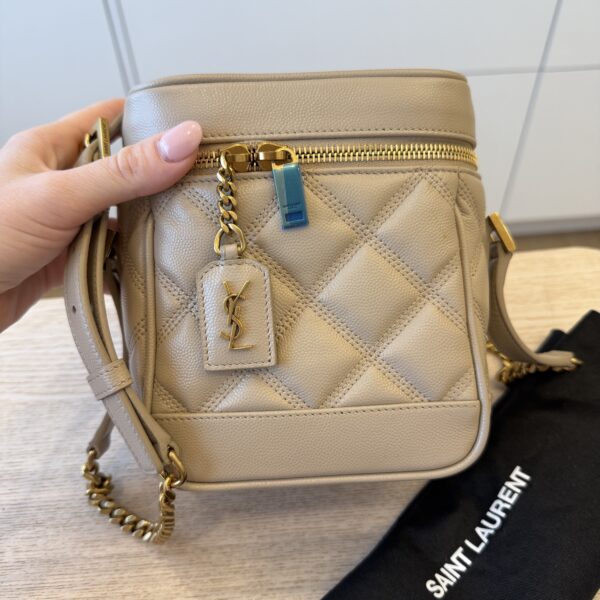 Saint Laurent Grain de Poudre Quilted 80's Vanity Bag Beige