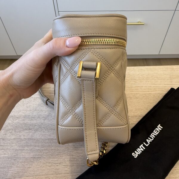 Saint Laurent Grain de Poudre Quilted 80's Vanity Bag Beige