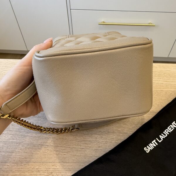 Saint Laurent Grain de Poudre Quilted 80's Vanity Bag Beige