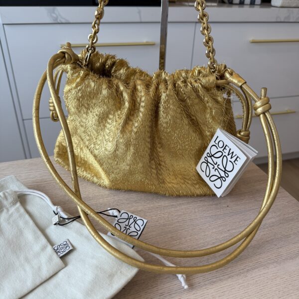Loewe Flamenco Metallic Fringed Leather Shoulder Bag