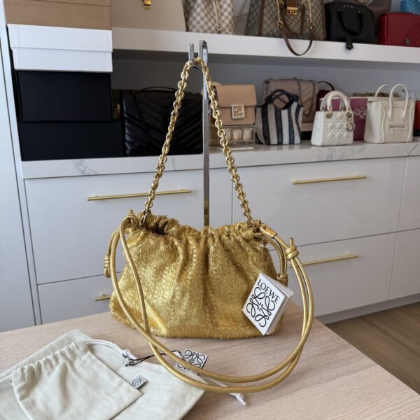 Loewe Flamenco Metallic Fringed Leather Shoulder Bag