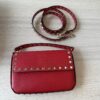 Valentino Rockstud Grainy Calfskin Pouch Red