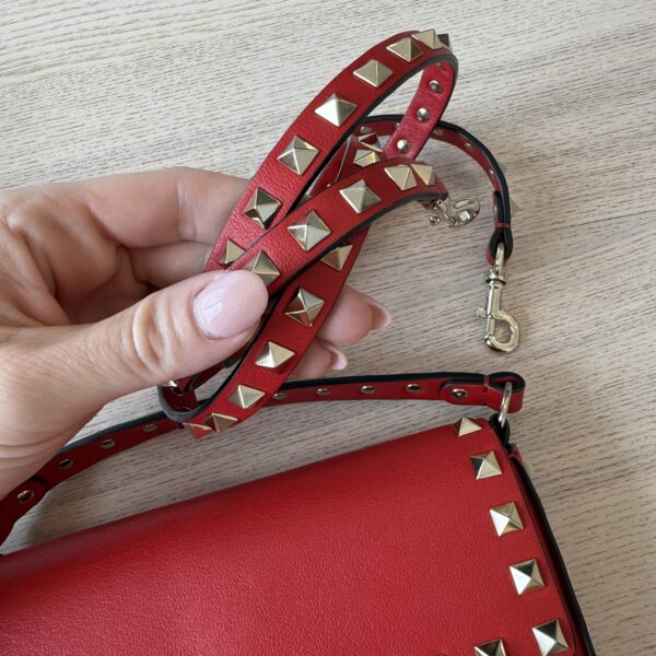 Valentino Rockstud Grainy Calfskin Pouch Red