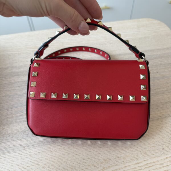 Valentino Rockstud Grainy Calfskin Pouch Red