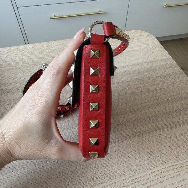 Valentino Rockstud Grainy Calfskin Pouch Red