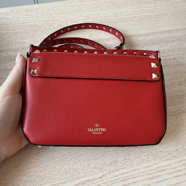 Valentino Rockstud Grainy Calfskin Pouch Red
