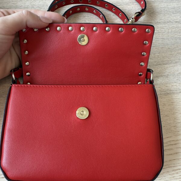 Valentino Rockstud Grainy Calfskin Pouch Red