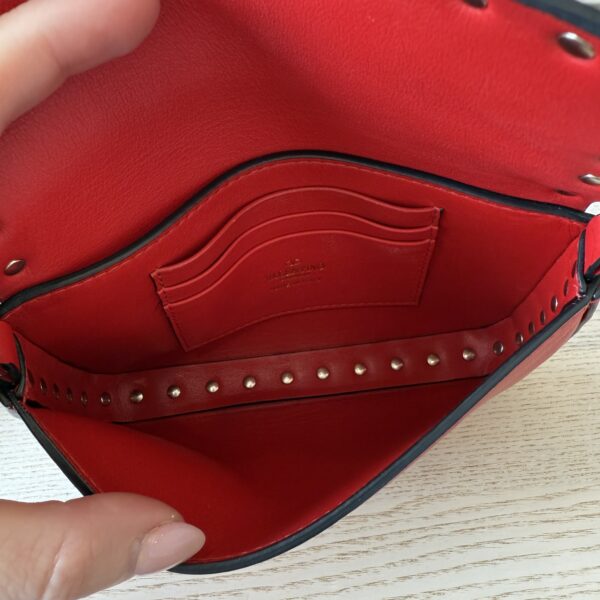 Valentino Rockstud Grainy Calfskin Pouch Red