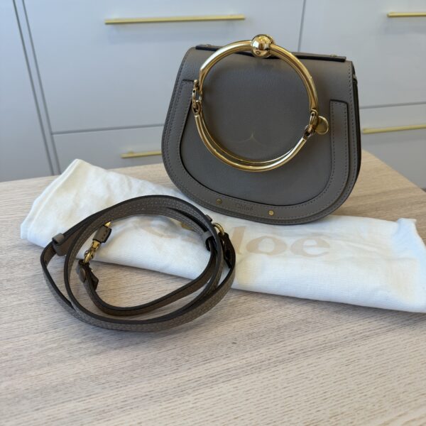 Chloe Calfskin Suede Small Nile Bracelet Bag Motty Grey