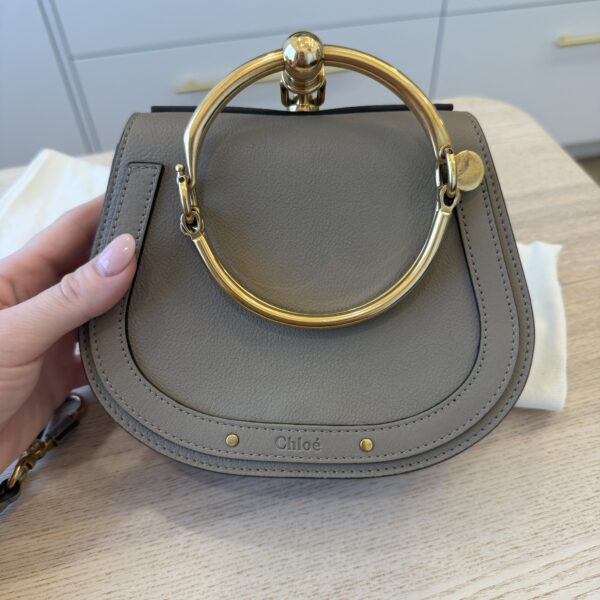 Chloe Calfskin Suede Small Nile Bracelet Bag Motty Grey
