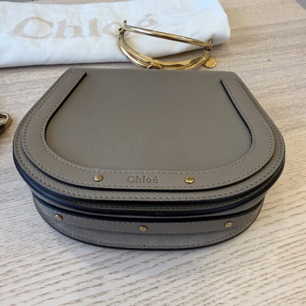 Chloe Calfskin Suede Small Nile Bracelet Bag Motty Grey