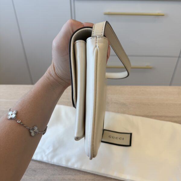 Gucci Calfskin Small Arli Flap Shoulder Bag Mystic White