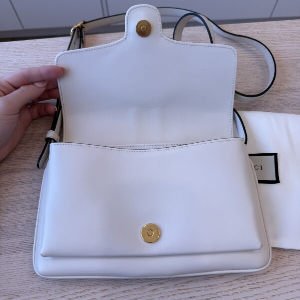 Gucci Calfskin Small Arli Flap Shoulder Bag Mystic White