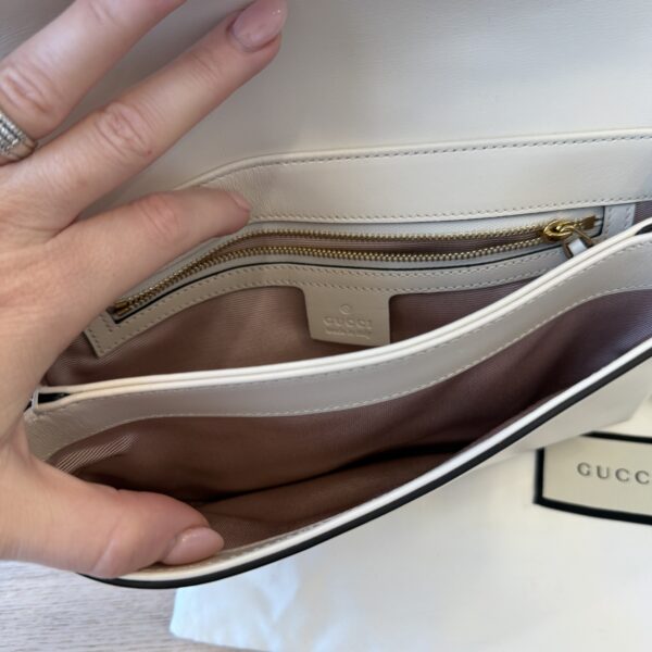 Gucci Calfskin Small Arli Flap Shoulder Bag Mystic White